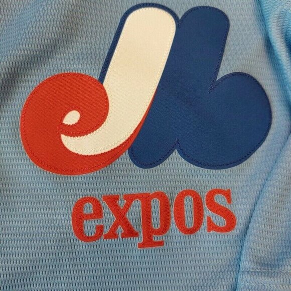 Nike Montreal Expos Full Button Jersey Mens Size L Cooperstown Collection Blue - Picture 6 of 10